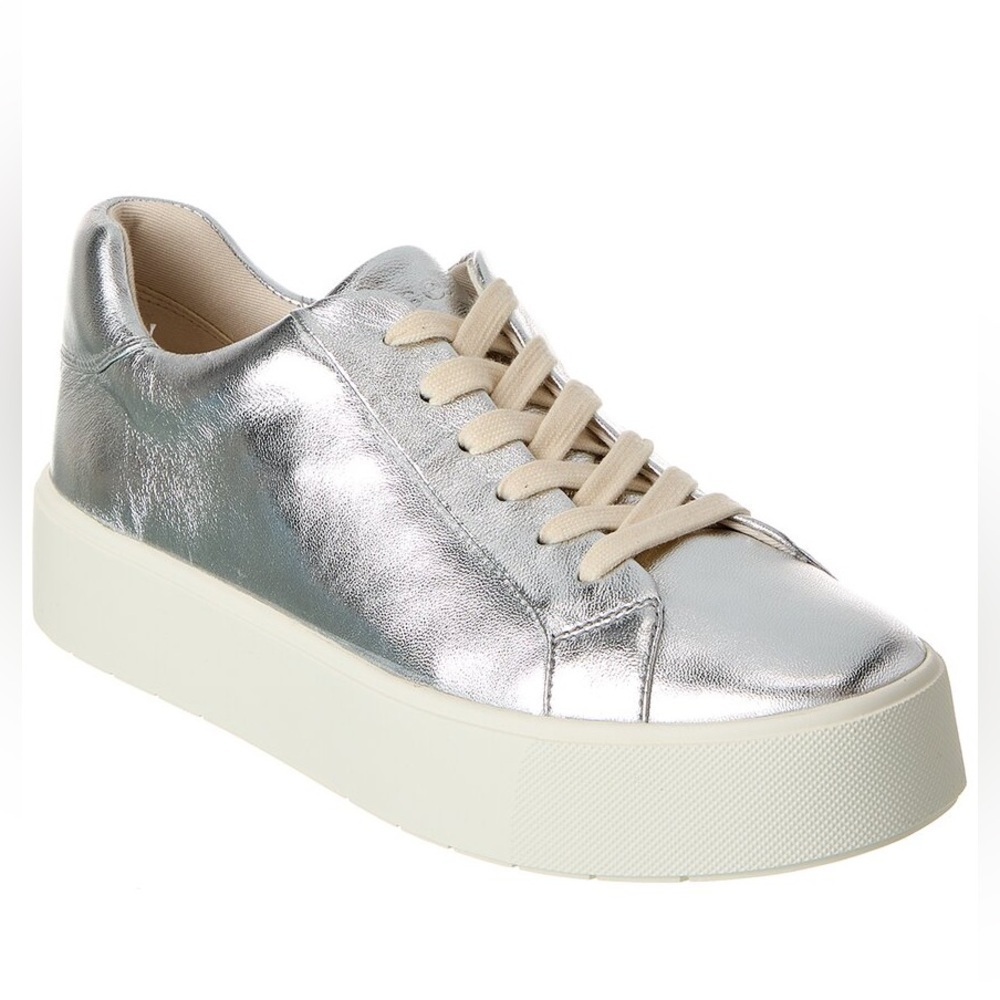 Vince BENFIELD-B Silver Leather Platform Sneaker